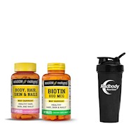 VITAMINAS MASON NATURAL - BODY, HAIR, SKIN & NAILS + BIOTIN 800 MCG + SHAKER